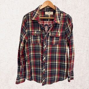 Miss Me Plaid Button Down Shirt - Red, Green, Blue
